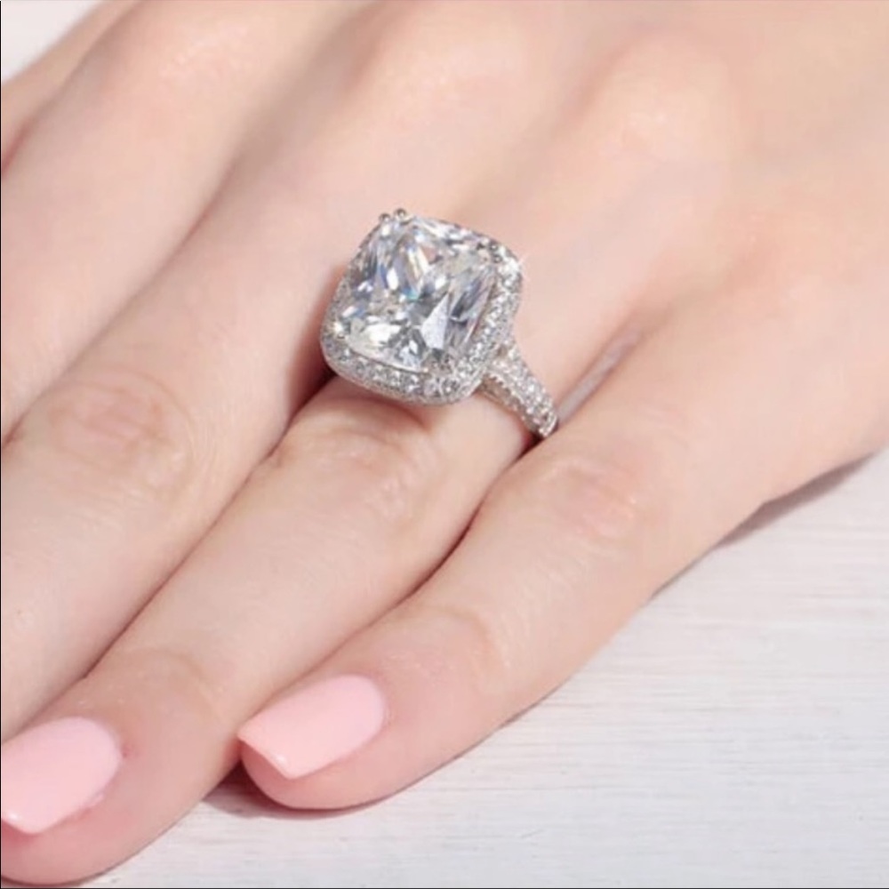 DIAMOND 925 STERLING SILVER HALO RING - Picture 7 of 7